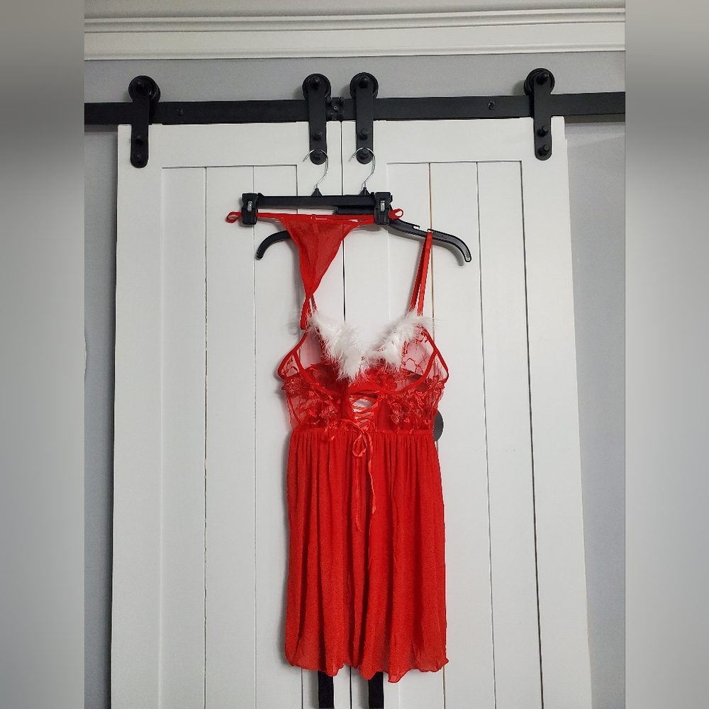 Avidlove Christmas Lingerie Babydoll Lace Nightgown Mesh Night Teddy. NEW!